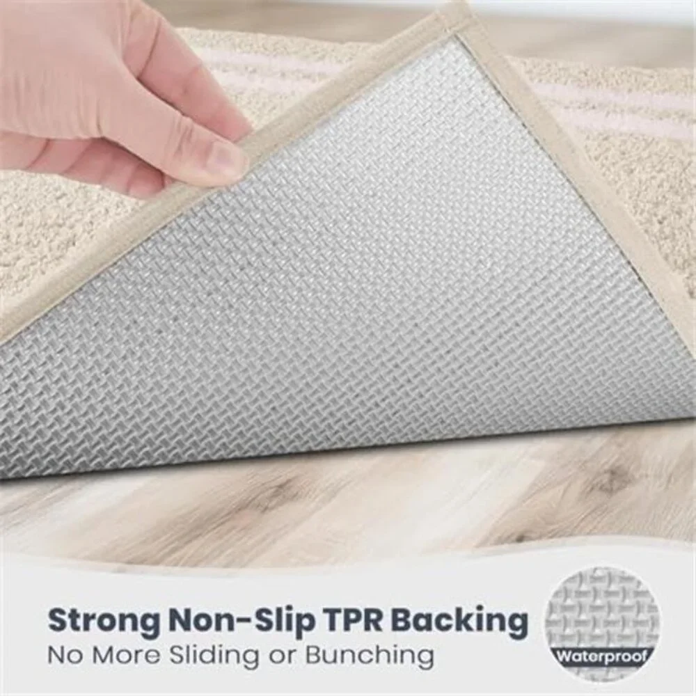Shaggy Microfiber Bath Rug Non Slip Bathroom Mat Soft Absorbent Beige 24x36